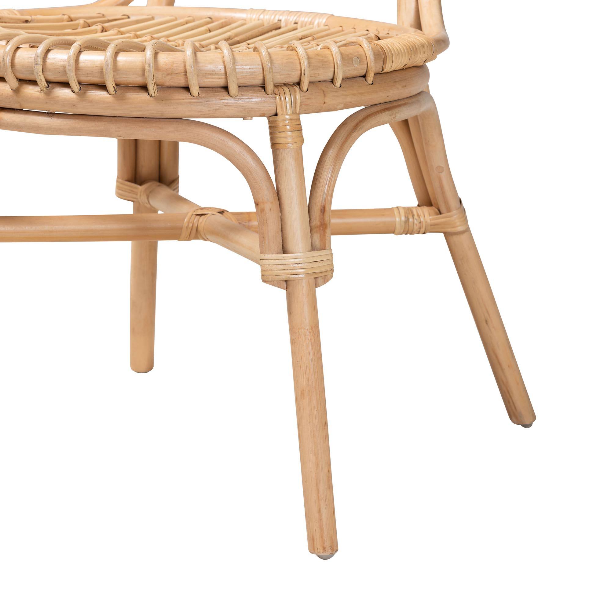 Alt View 2. bali & pari - Iris Modern Bohemian Rattan Dining Chair - Natural Brown.