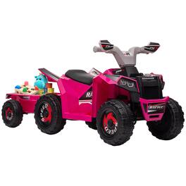 Aosom - Kids ATV Quad Car with Back Trailer, 6V Electric Ride On Car with F/B Function, Wear-Resistant Wheels, for 18-36 Months