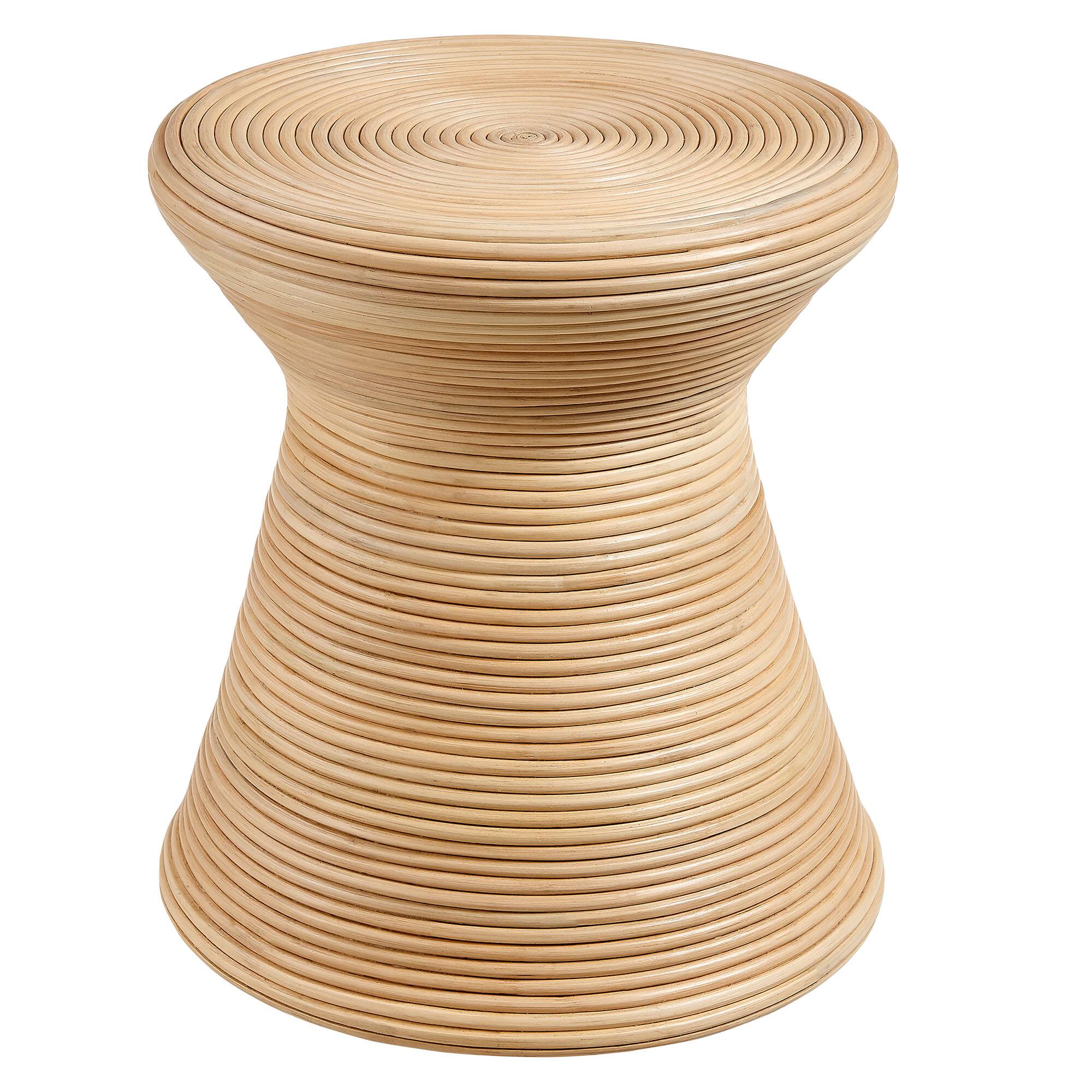 Angle. Modway - Tavi Hourglass Natural Rattan Round Side Table by Modway - Natural.