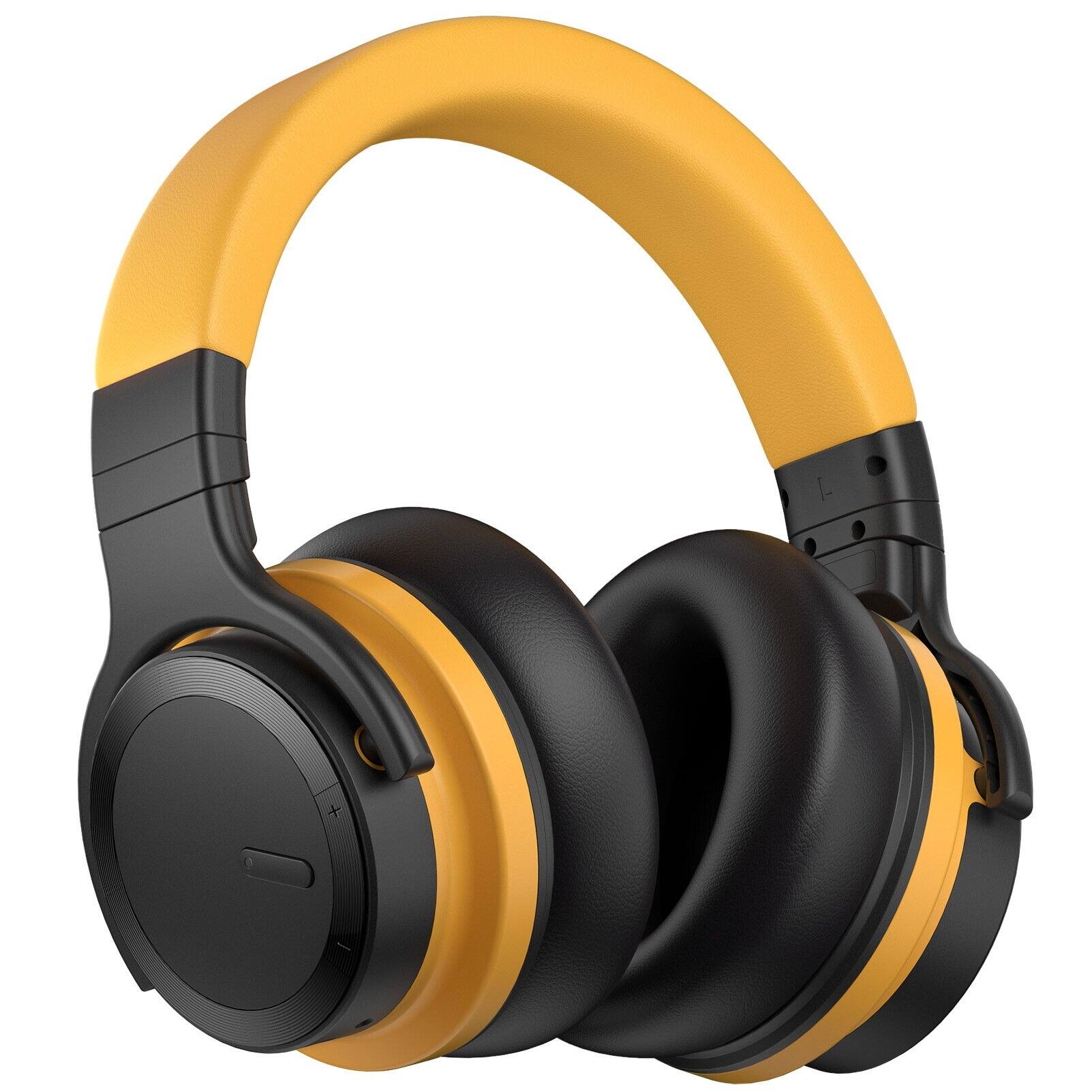 Front. MOVSSOU - MOVSSOU E7 Active Noise Cancelling Wireless Bluetooth Headphone - yellow.