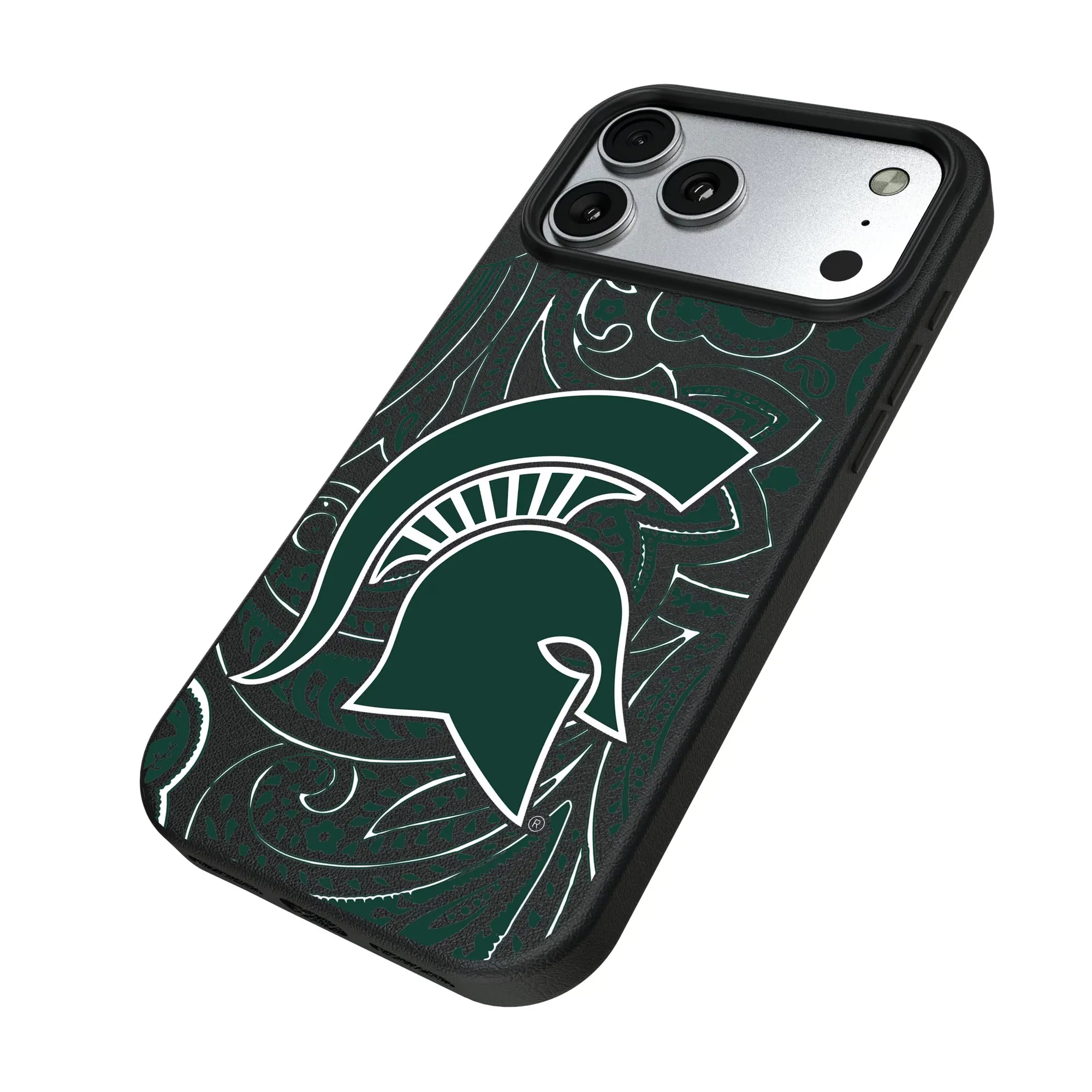 Alt View 1. Keyscaper - Michigan State Spartans Paisley iPhone Magnetic Bump Case - 15 - Black.