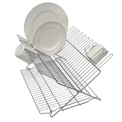 Front. Better Houseware - Extra-Large Metallic Folding Dish Rack - Metallic.