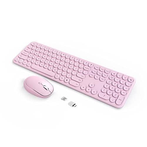 Cozy Serene - Wireless Mouse Combo - hz Aesthetic Quiet And 110 Keys Full Size Ultra-thin For Laptop Computer Pc Notebook - Pink