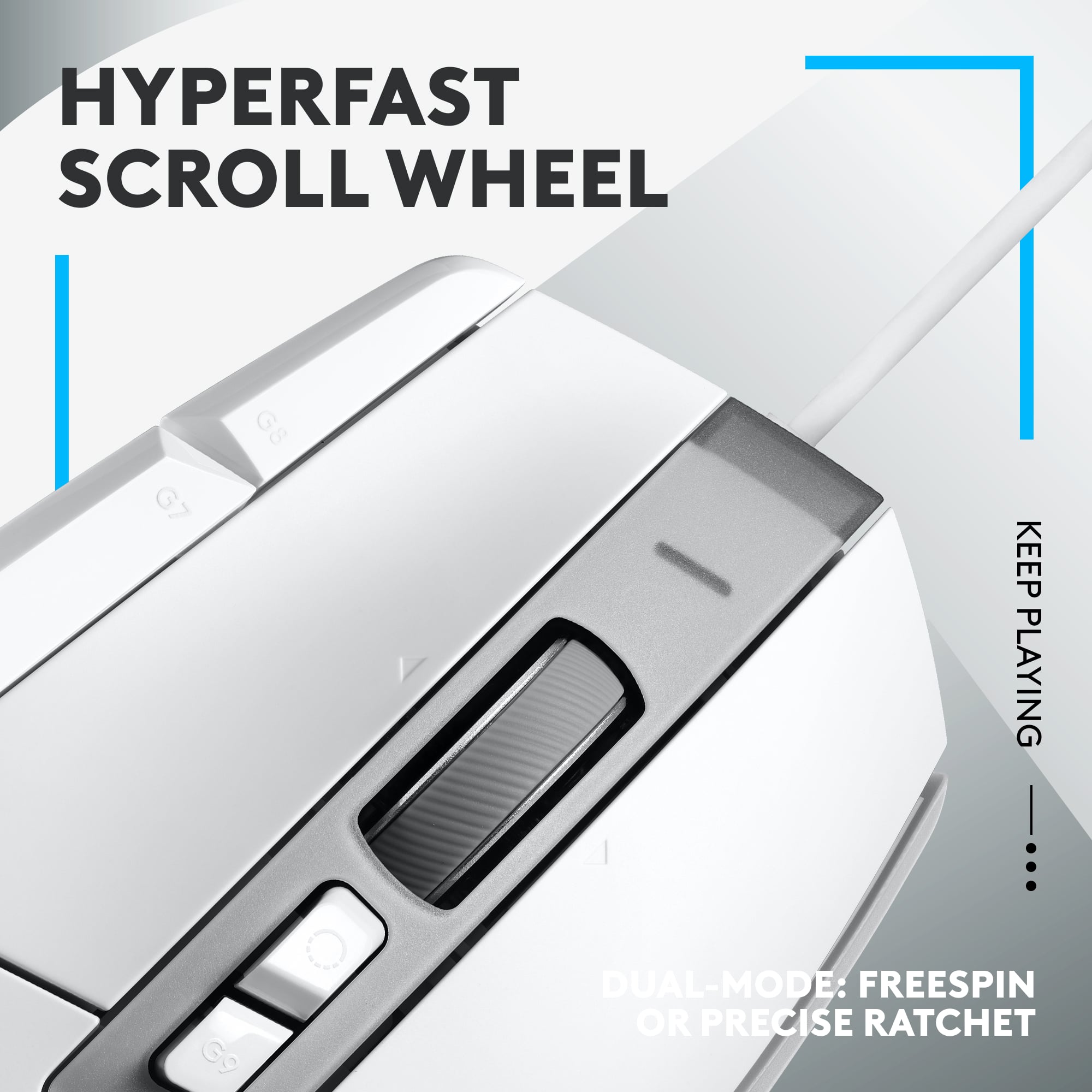 Hyperfast Scroll Wheel: Dual-Mode: Freespin or Precise Ratchet. Keep Playing.