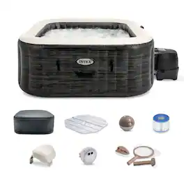 Intex - PureSpa Plus Inflatable Square Hot Tub Spa with Maintenance Accessory Kit - Gray