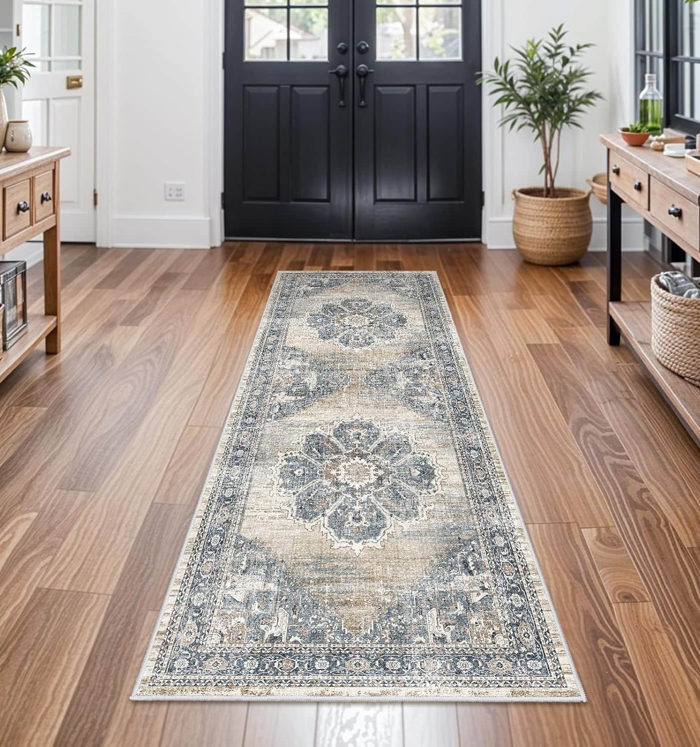 FINEAK - Washable Non-Slip Hallway Runner Rug-Soft & Durable 2x6 - Blue