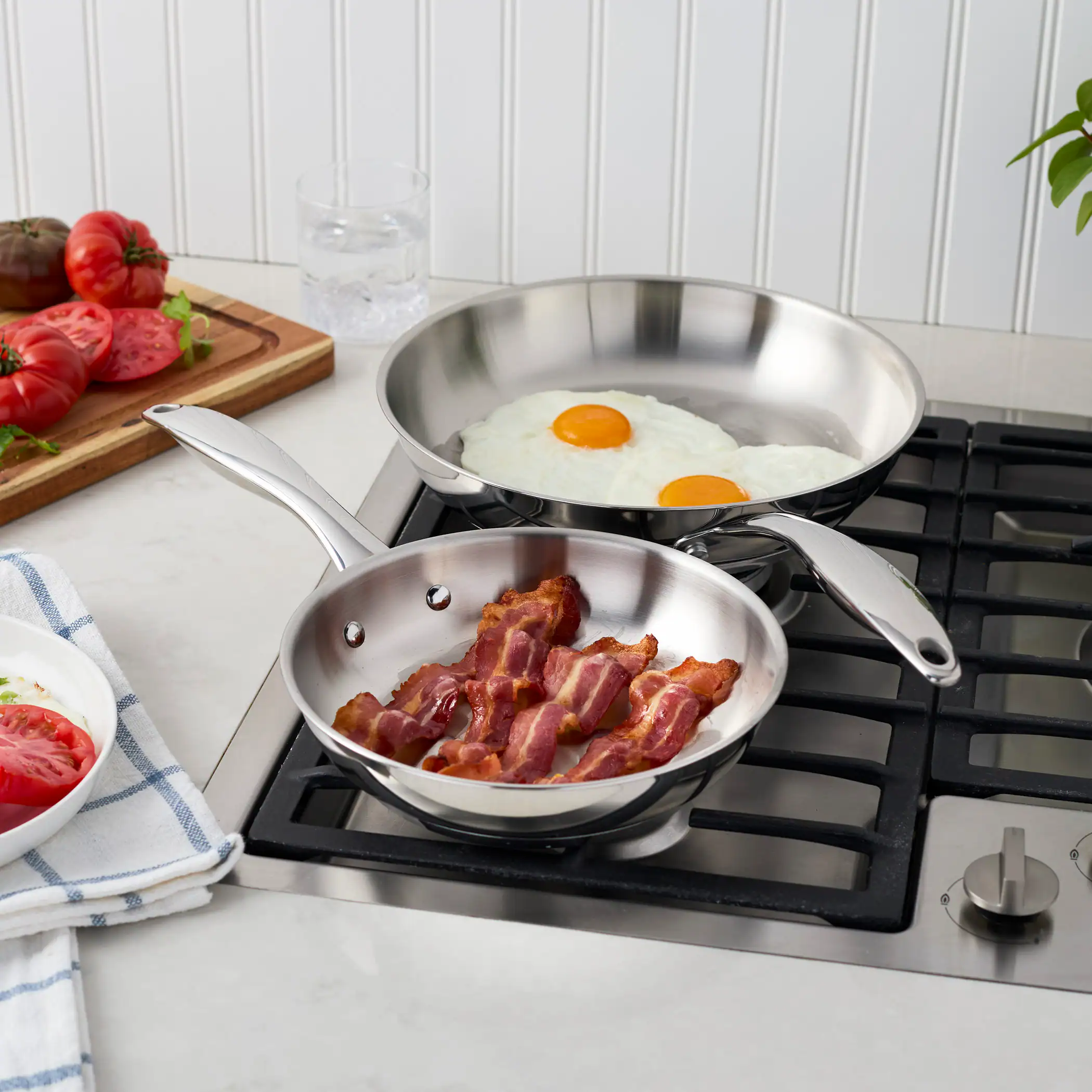 Alt View 1. Henckels - Henckels Aragon 2-pc Stainless Steel Fry Pan Set - Stainless Steel.