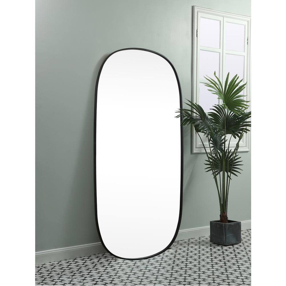 Alt View 4. Elegant Decor - Metal Frame Oval Mirror 30x60 Inch in Black - Black.
