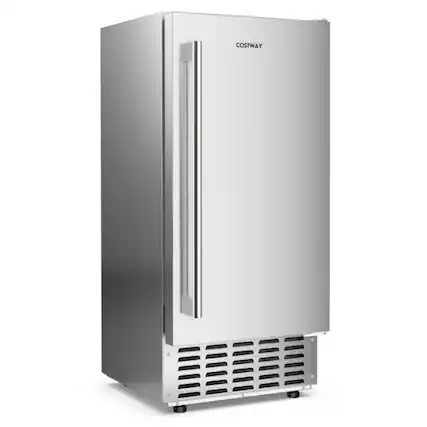 Front. LUCKY ONE - Under Counter Nugget Ice Maker 80 lbs/24h with 24H Timer & Self-Cleaning - Silver.