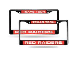 Rico Industries - Texas Tech Red Raiders Black Metal Laser License Plate Frame - Set of 2 Frames - Multi