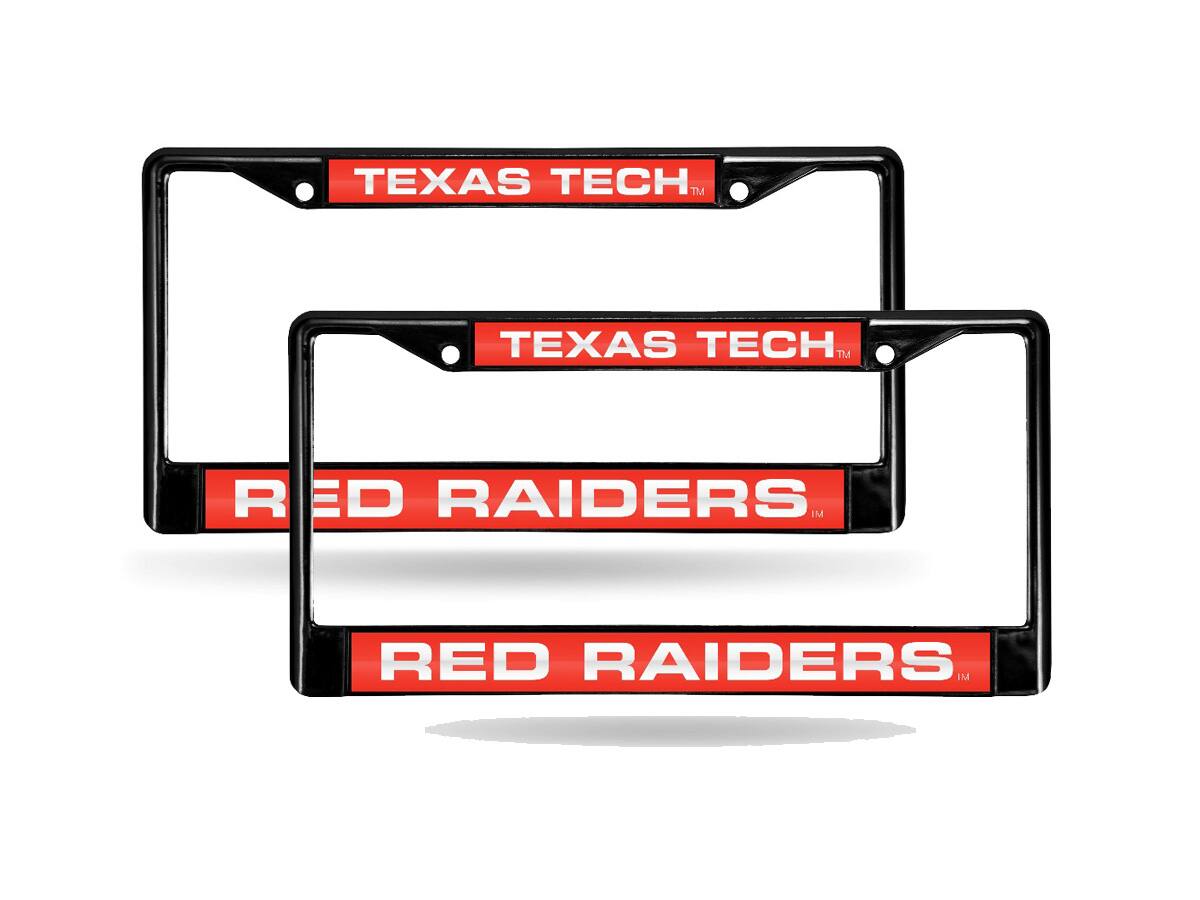 Texas Tech Red Raiders Black Metal Laser License Plate Frame - Set of 2 Frames