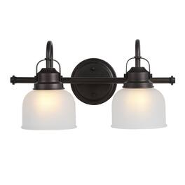 Jonathan Y - Virginia 17.25" 2-Light Metal/Glass LED Vanity Light, Oil Rubbed Bronze - Oil-Rubbed Bronze