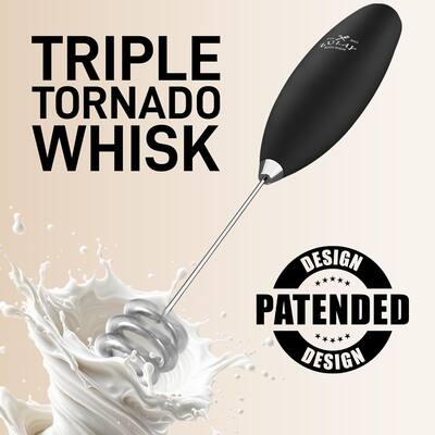 Zulay Kitchen Patented Tornado Triple Whisk Milk Frother with 2 Zulay Kitchen Patented Tornado Triple Whisk Milk Frother with 2