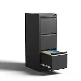 Loheer - 3 Drawer Vertical File Cabinet with Lock Steel Filing Cabinet for A4 Legal Letter Documents
