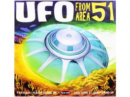 Skill 2 Model Kit UFO from Area 51 with 2 Aliens and 1 Guard Figurines 1/48 Scale Model by Polar Lights - Multicolor