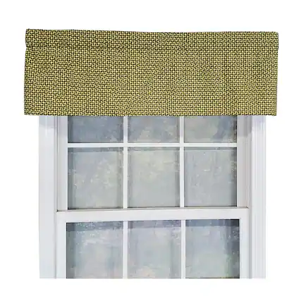 Front. RLF Home - RLF Home Cabana Trellis Window Treatment Tailored Valance 3" Rod Pocket 50" x 14" Yellow - Yellow green.