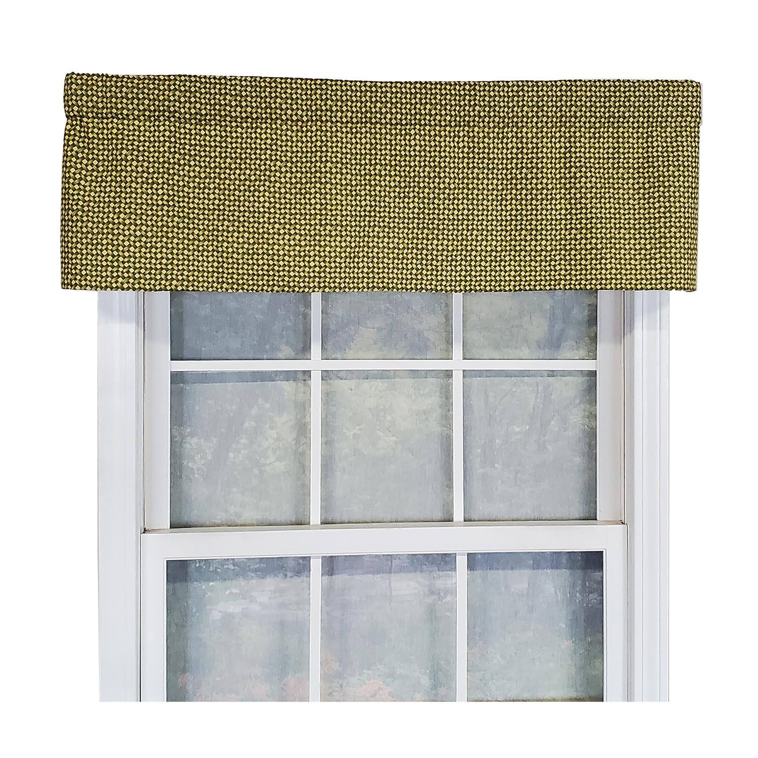 Front. RLF Home - RLF Home Cabana Trellis Window Treatment Tailored Valance 3" Rod Pocket 50" x 14" Yellow - Yellow green.