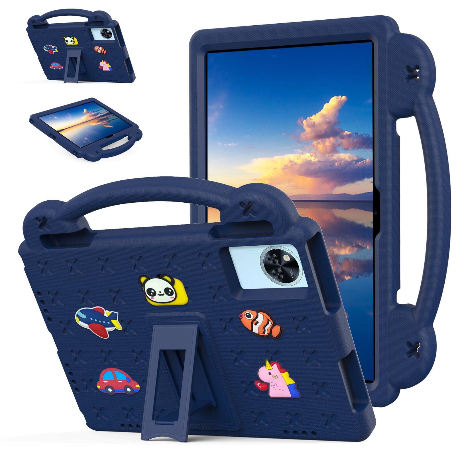 Front. UUCOVER - Kids Case for Lenovo Idea Tab 11 inch (TB336) 2025 /K11 Gen 2,Shockproof EVA Case Handle Adjustable Stand Cover - Navyblue.