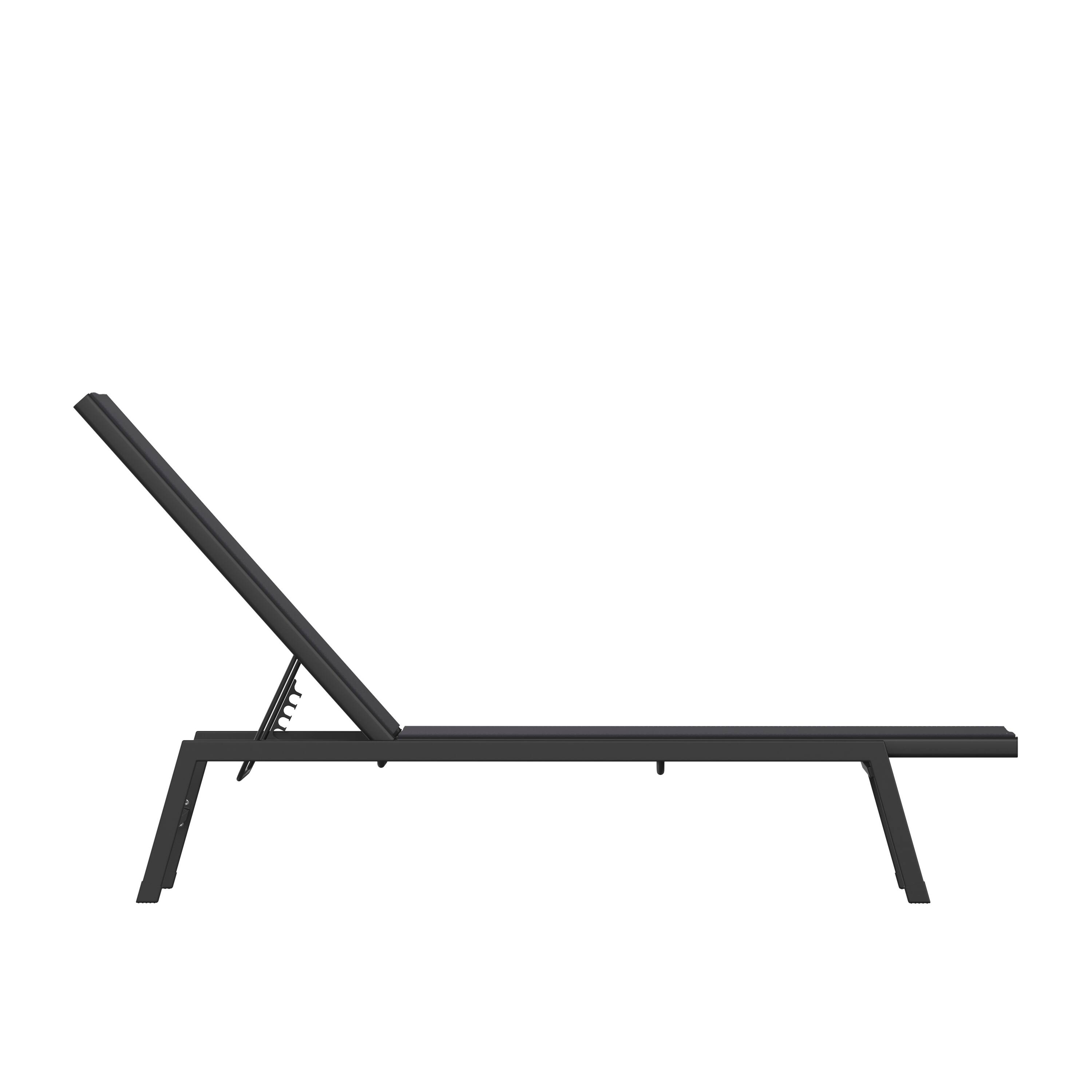 Left. Flash Furniture - Brazos Adjustable Chaise Lounge Chair, Outdoor Five-Position Recliner, All Weather, Black/Black - Black.