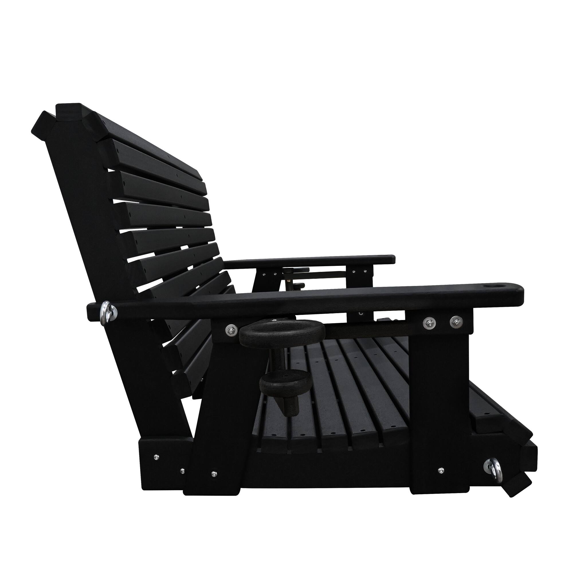 Left. Fortune Candy - HDPE Porch Swing with Ergonomic Design, Ultra Weather-Resistant, Heavy Duty 1200 LBS, for Outdoor Patio Garden Yard - Darknight Black.