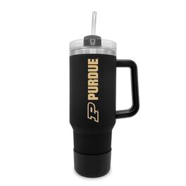 The Fanatic Group - Purdue Boilermakers 40oz. Stainless Tumbler with Handle & Removable Straw - Black