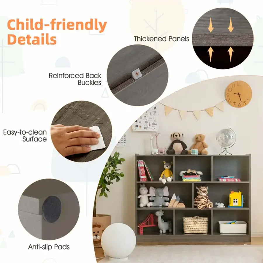 Child-friendly Details: Thickened Panels, Reinforced Back Buckles, Easy-to-clean Surface, Anti-slip Pads.