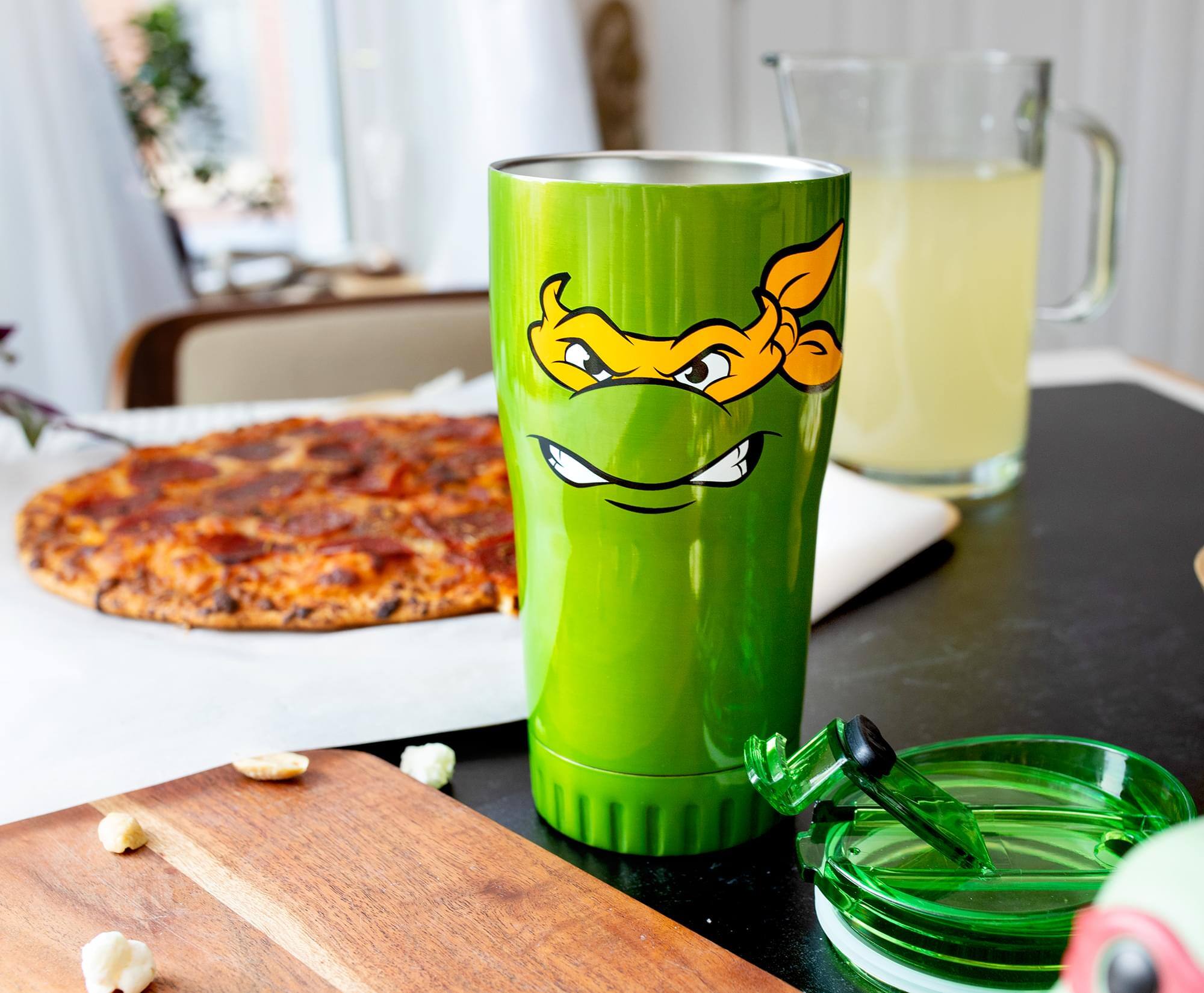 Alt View 3. Silver Buffalo - Teenage Mutant Ninja Turtles Michelangelo Stainless Steel Tumbler With Lid - Green.