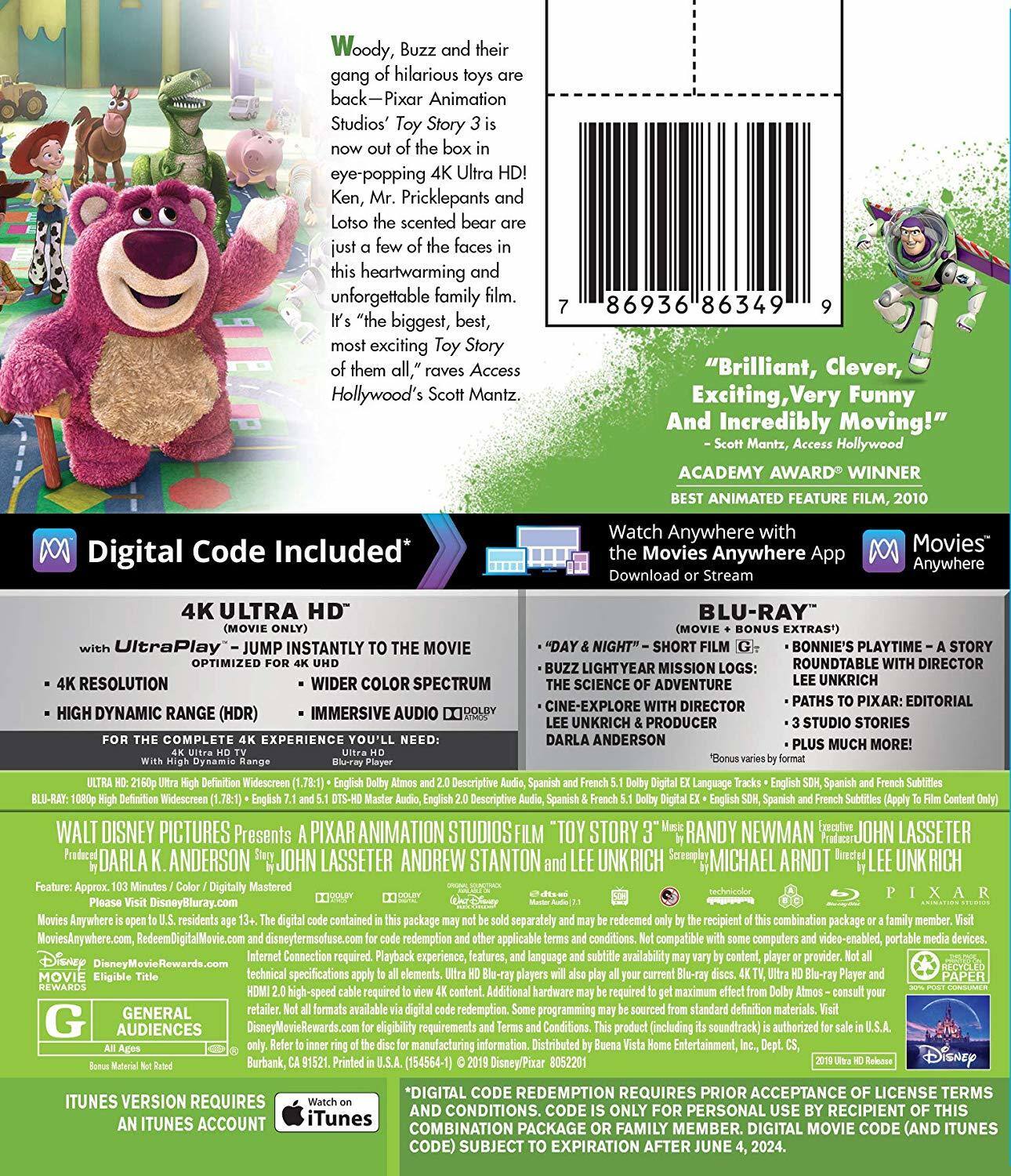 Alt View 1. Toy Story 3   - 4K Blu-Ray.