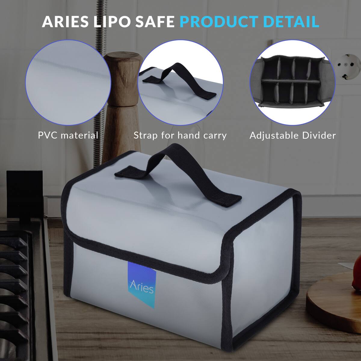 ARIES LIP SAFE PRODUCT DETAIL

- PVC material
- Strap for hand carry
- Adjustable Divider