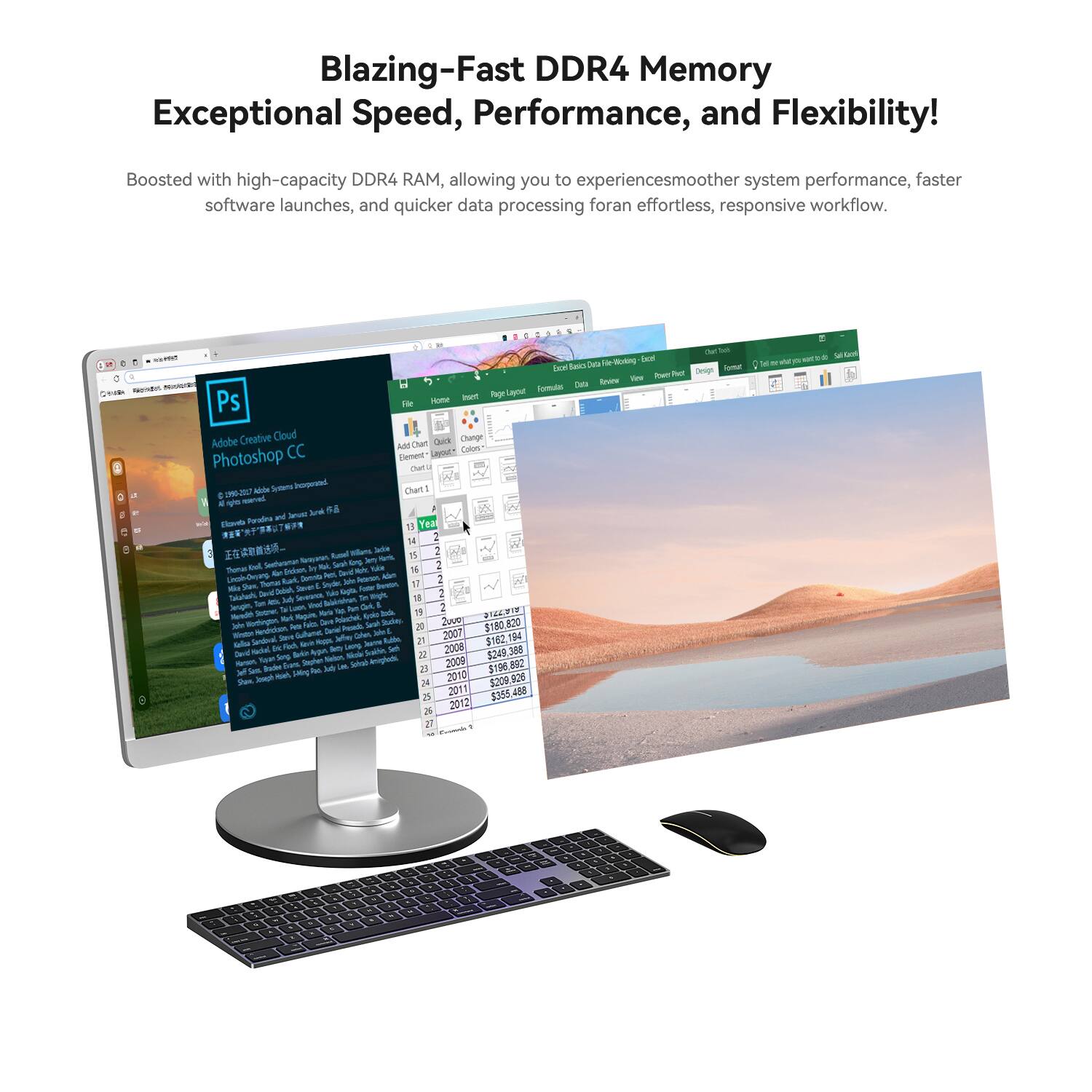 Blazing-Fast DDR4 Memory  
Exceptional Speed, Performance, and Flexibility!  

Boosted with high-capacity DDR4 RAM, allowing you to experience smoother system performance, faster software launches, and quicker data processing for an effortless, responsive workflow.  

PROTEINS  
Solt  Working Excel Excel Basio Data Power Pact Design Review Yes Formulas Data Insest Rage Layout Ps File Home Adobe Creative Cloud Quick Change Add Chart Colors* Photoshop CC Element Layout Chat 207 white Systems Incerported Chat l yo Jesus Junk  and we Elaveb U Yea 2 14 Willues Jacke 2 5 Serat Korg Dairy 2 Themas of Grickson, by Kat 16 Art Per Dometa John 2 like Show, Seaven Styde. 17 Takahashi Dobsh Upbs 2 16 18 tip An Cat, 2 Yogire Kra  Dock 19 Mark Studkey. 2uvo Per Fais Seah 20 $180,820 Sandoul, Steve Jeffey Cries  21 2007 $162,194 Find Got Leong Jeanne 2008
