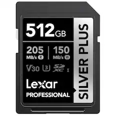 512 GB
205 MB/s R
150 MB/s W
V30
3 Sp
XC I
PROFESSIONAL
Lexar SILVER PLUS