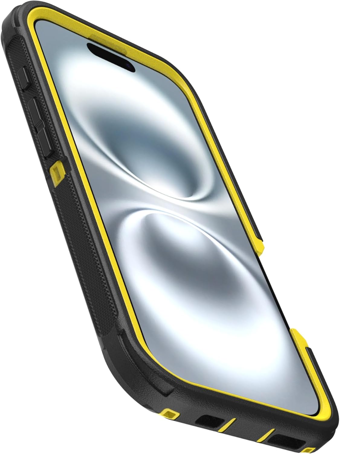 Angle. OtterBox - OtterBox - Defender Series hard Shell Case With Magsafe for Apple iPhone 16 - Night (Black & Yellow).