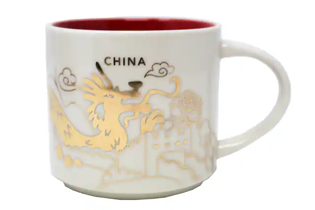 Front. Starbucks - Starbucks You Are Here Series China Ceramic Mug, 14 Oz - Gold.