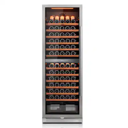 Front. Ca'Lefort - 24inch 155-Bottle Dual Zone Wine Cooler Refrigerator Freestanding/Built-In ,3-Color LED Lighting,for Home, Bar & Office - stainless steel.