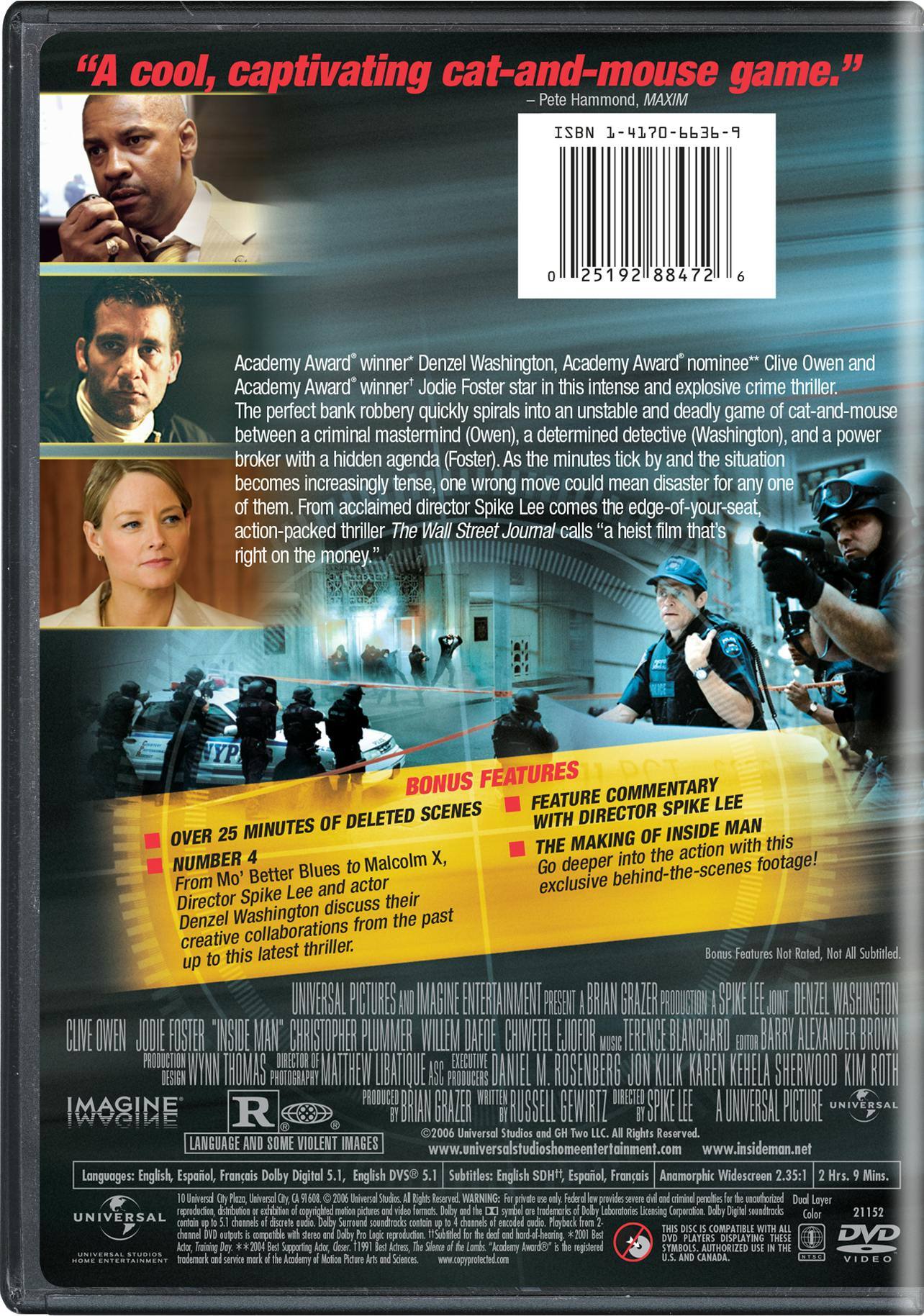 Back. Inside Man (DVD Widescreen) [DVD].