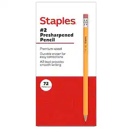 Staples - Pre-Sharpened Wooden Pencil, 2.2mm, #2 Medium Lead, 72/Pack (ST62809-CC)