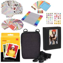 Kodak - 3x4 Photo Paper Kit 40 Pack with Album Case Stickers Markers Instant Print Sheets - White