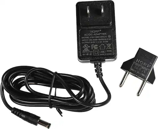 HQRP AC/DC ADAPTER
MODEL: J151-0901000UX
INPUT: 100-240V~50/60Hz 0.6A
OUTPUT: 9.0V=1.0A 9.0W
UL US FC LISTED E499581
MADE IN CHINA