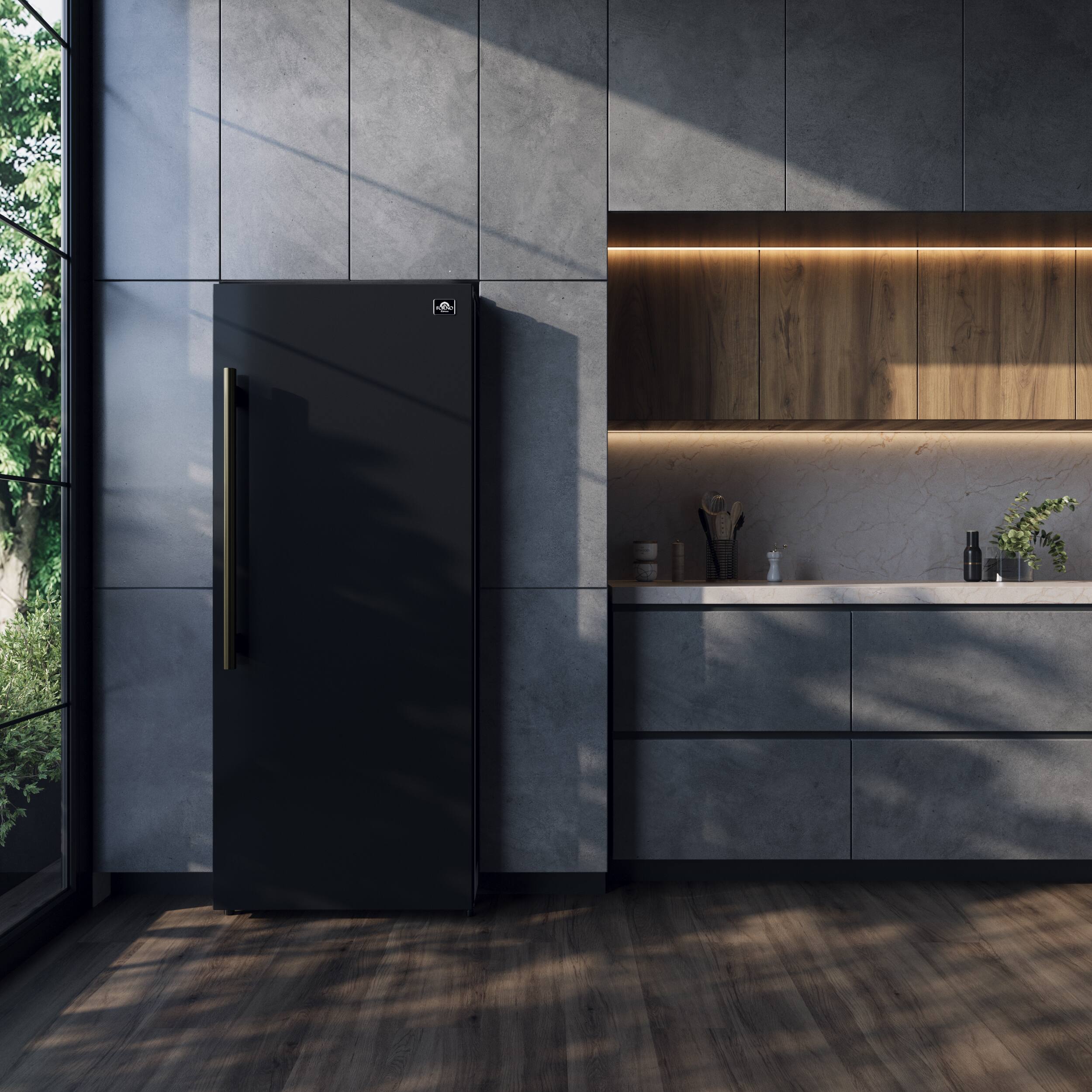 Alt View 11. Forno Appliances - Maderno 13.6 Cu. Ft. Right Swing Upright Convertible Freezer with Antique Brass Handles - Black.