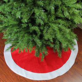 Northlight - 48" and White Traditional Christmas Tree Skirt with Border - Red
