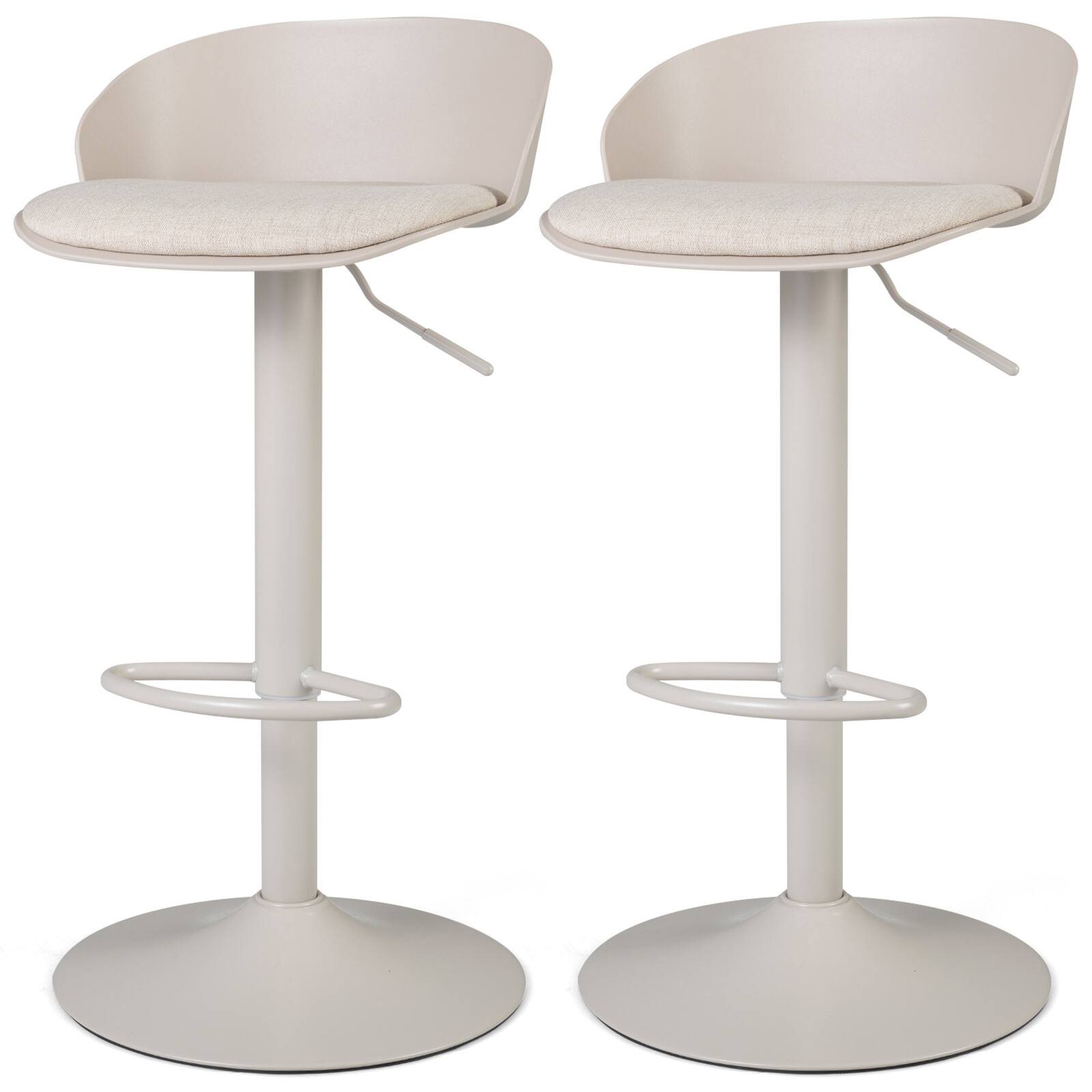 Front. Gymax - Gymax Set of 2 Adjustable Swivel Bar Stools w/ Back & Footrest Loads 330 Lbs Each Cream - Beige.