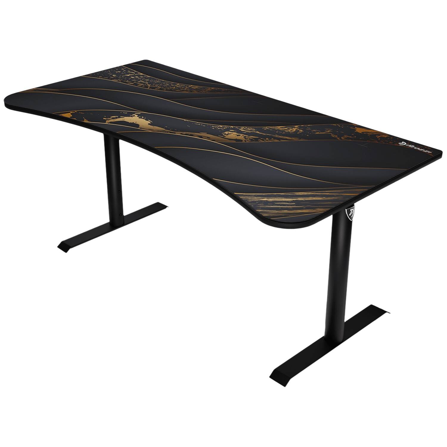 Left. Arozzi - Arena Ultrawide Curved Gaming Desk - Black Gold.