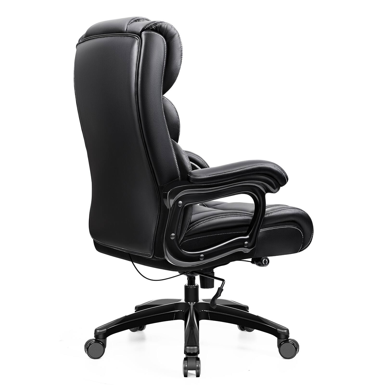 Left. Brick Attic - 500lbs Heavy Duty Executive Breathable Leather Office Chair with Adjustable High Back, Lumbar Support Swivel PC Chair - Black.