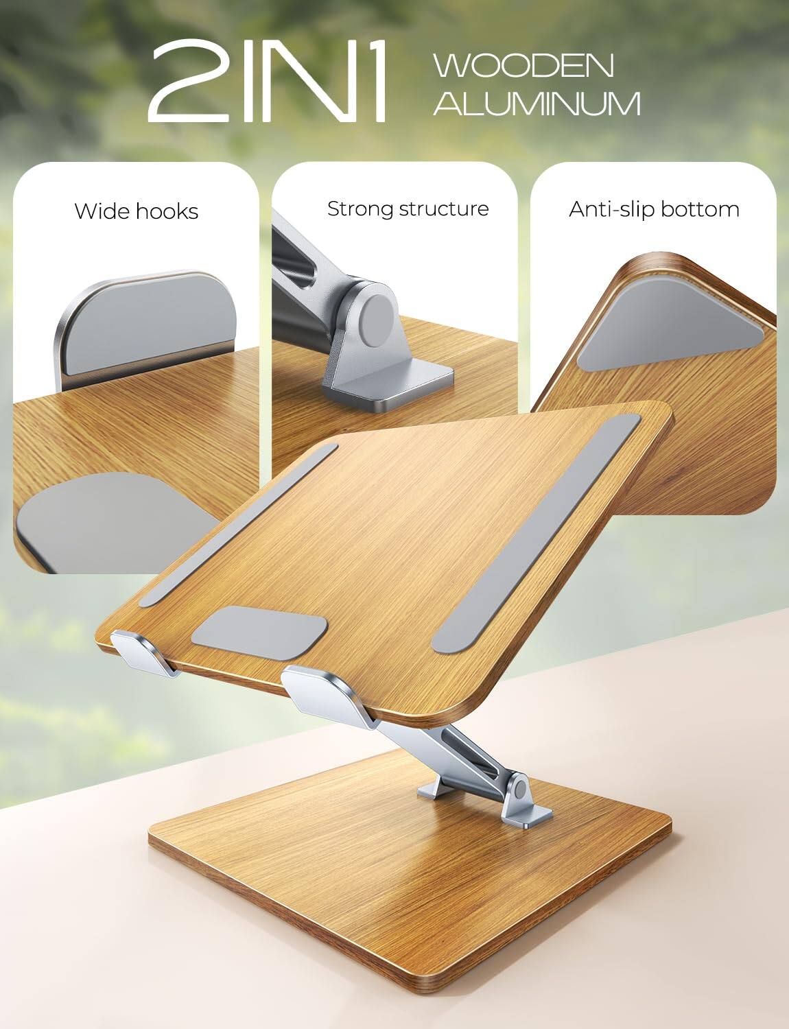 WOODEN ALUMINUM  
2IN1  
Wide hooks  
Strong structure  
Anti-slip bottom