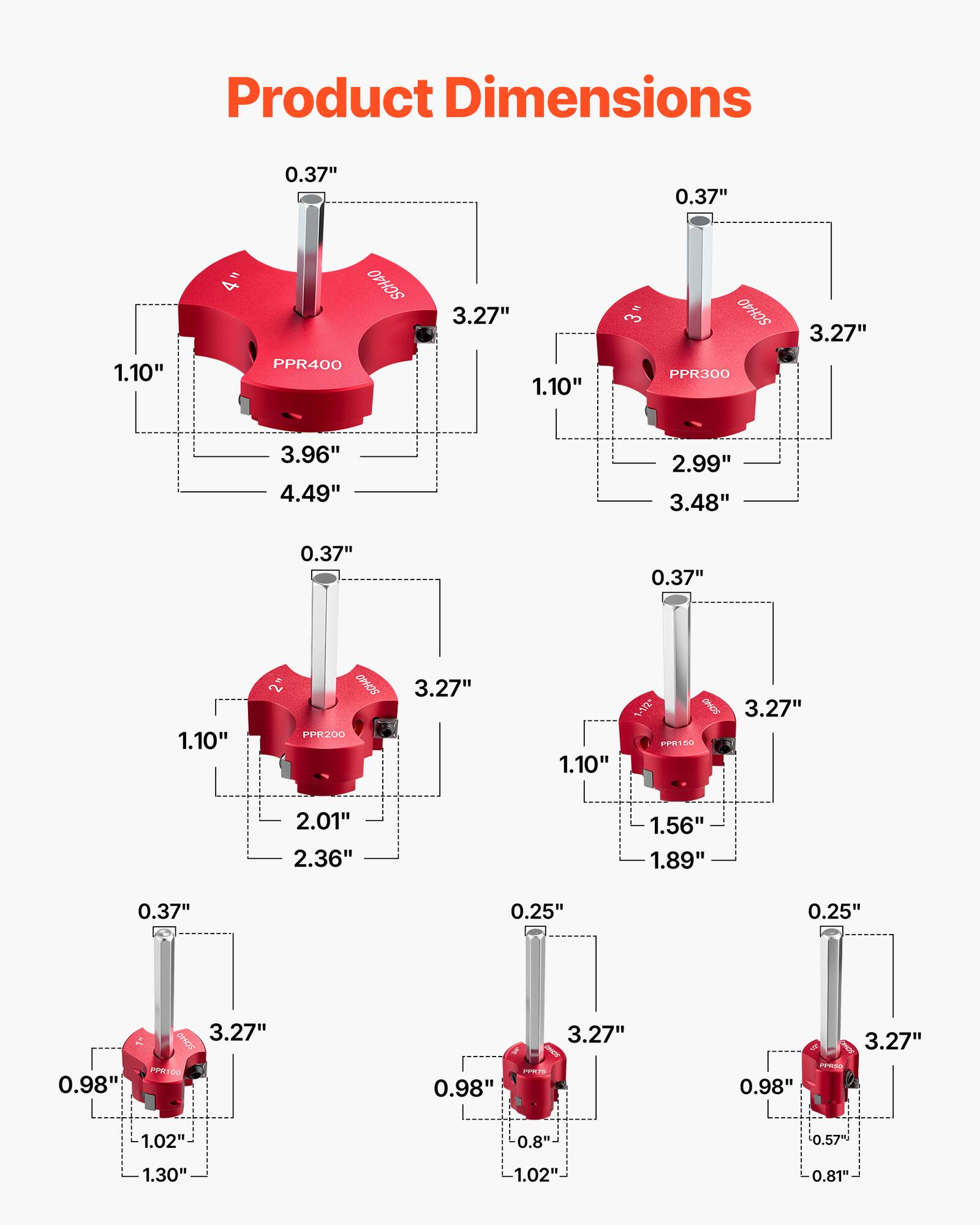 Product Dimensions

- OPHOS PPR400: 0.37" x 0.37" x 1.10" x 4" x 3.27" x 1.10" x 3"
- OPHOS PPR300: 0.37" x 0.37" x 1.10" x 2" x 3.27" x 1.10" x 3.96" x 4.49" x 2.99" x 3.48"
- SCHRO PPR200: 0.37" x 0.25" x 0.25" x 0.98" x 3.27" x 1.10" x 2.01" x 2.36" x 1.56" x 1.89"
- SOMG PR100: 0.37" x 0.25" x 0.25" x 0.98" x 3.27" x 0.9