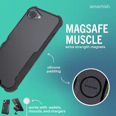 Smartish Gripzilla - MagSafe Case for iPhone 17e/16e - Black Smartish Gripzilla - MagSafe Case for iPhone 17e/16e - Black