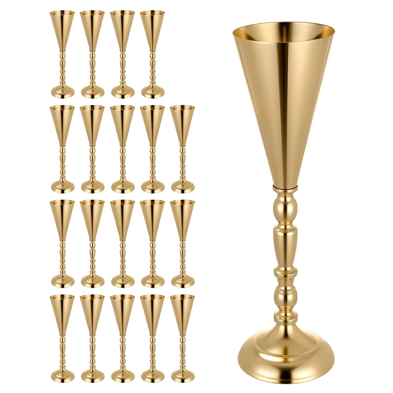 Alt View 5. VEVOR - 20 PCS Wedding Flower Vase, 16.9 in Tall Trumpet Flower Table Centerpieces, Banquet Vases Easy Installation - Gold.