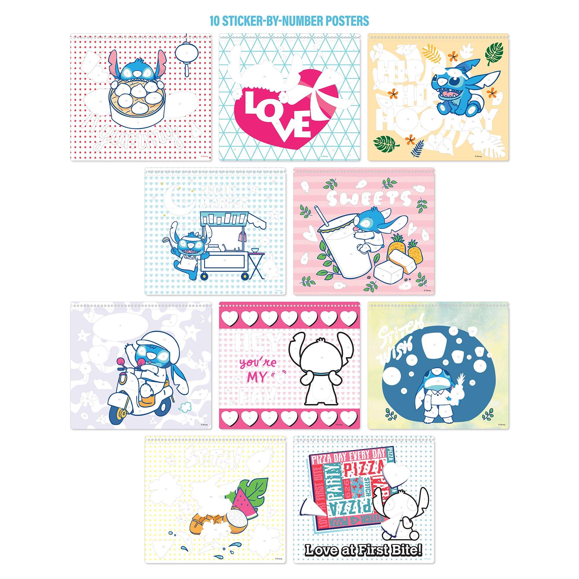 10 STICKER-BY-NUMBER POSTERS:

1. Love at First Bite!
2. You're My Sweetheart!
3. Hooray for Sweets!
4. First Party 626 Stitches
5. Pizza Pizza Pizza!
6. Love Hooray!
7. Every Day is Carrot Day!
8. Ham Stitches Wish You a Happy Easter!
9. Sweets Sweets Sweets!
10. Pizza Pizza Pizza!