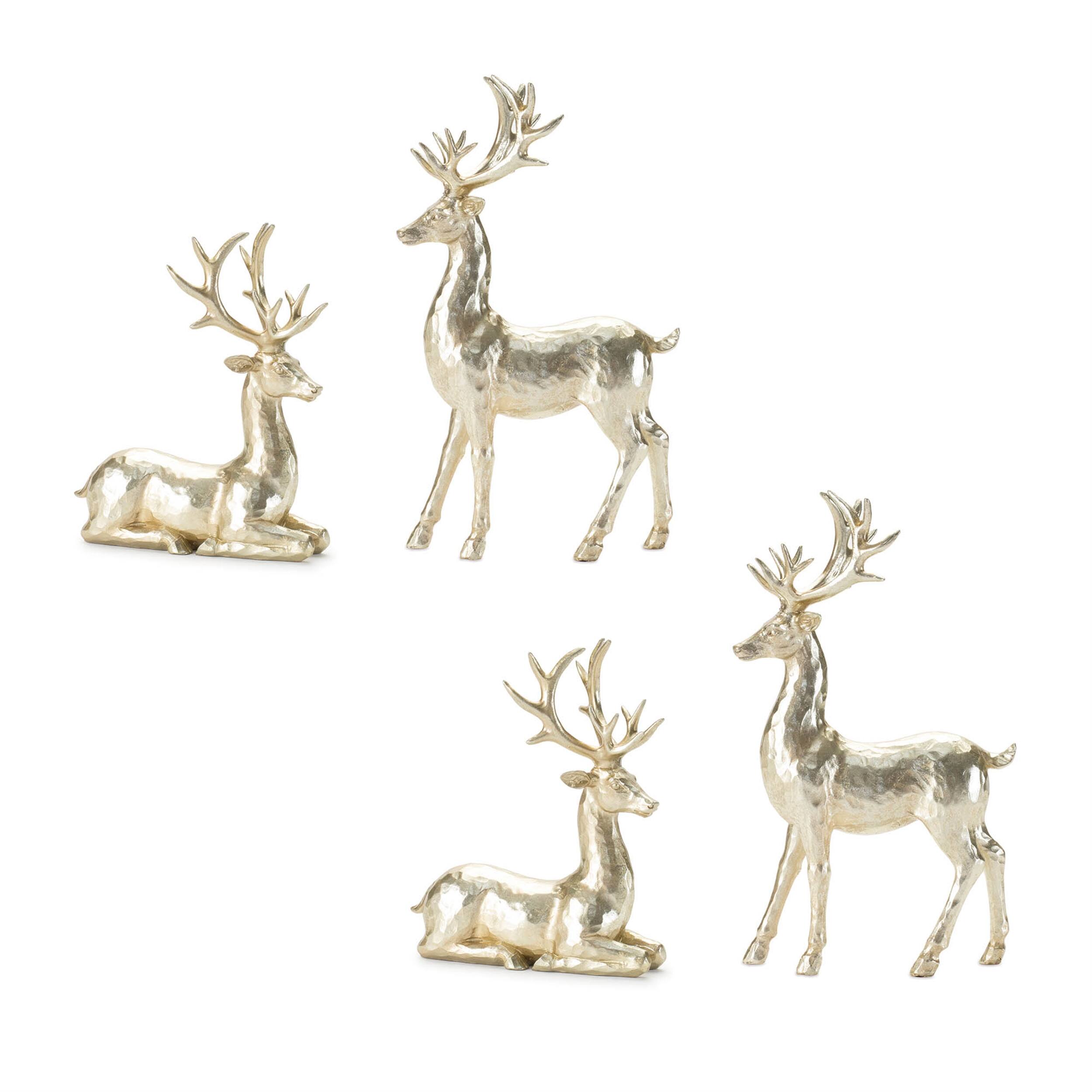 Alt View 4. BreeBe - Holiday Deer Figurine (Set of 4) - Gold.