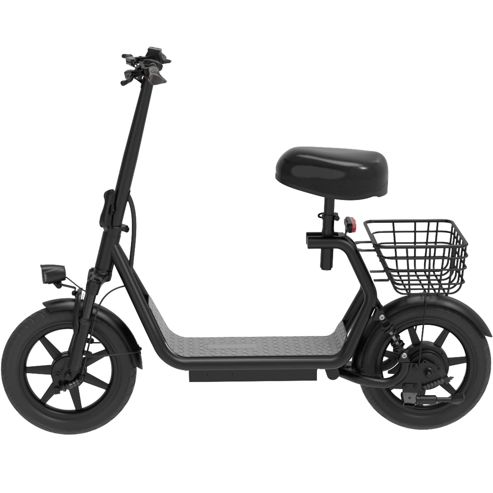 Left. HiBoy - U2 Electric Scooter with Seat w/ 25 mi Max Operating Range & 20 mph Max Speed - Black.